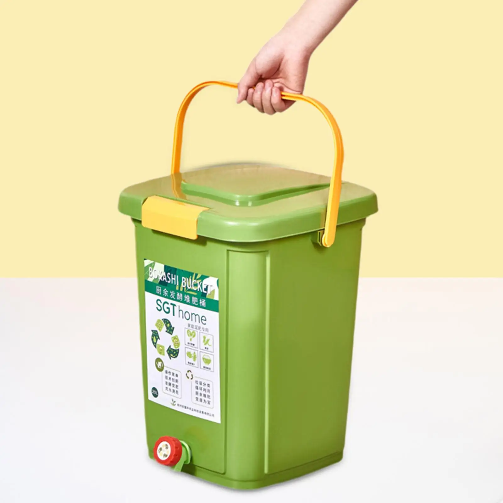 Indoor Compost Bin Portable Sealed Large Capacity Composting Container for Kitchen Scraps Balcony Household Outdoor Food Waste