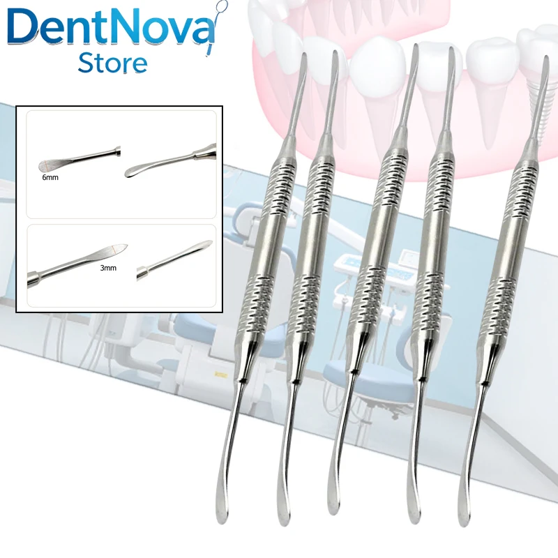 

5pcs Double Ended Periosteal Elevator Dental Stainless Steel for Oral Surgery Tissue Reflection Implant Instrument Tool