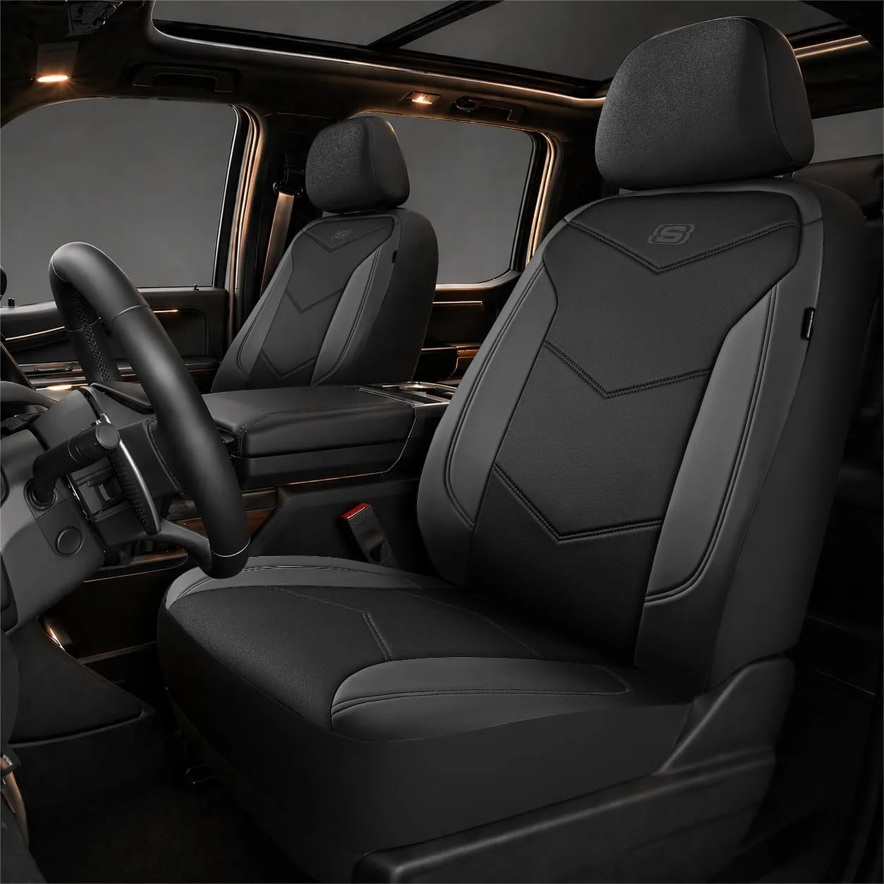 

Memory Foam Leather Car Seat Covers for Ultimate Comfort & Support with Airbag Compatibility, Universal Fit for SUVs, Vans