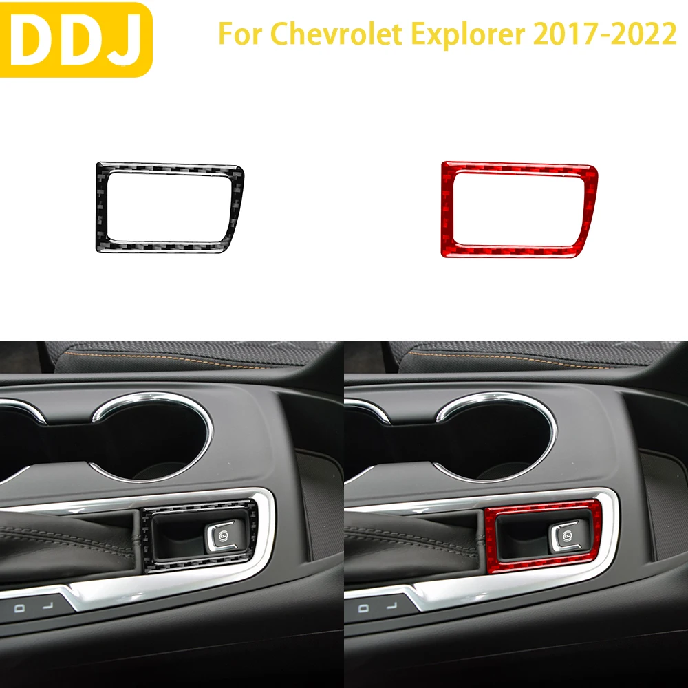 

For Chevrolet Explorer 2017-2022 Accessories Carbon Fiber Car Interior Electronic Handbrake Frame Trim Sticker Decoration