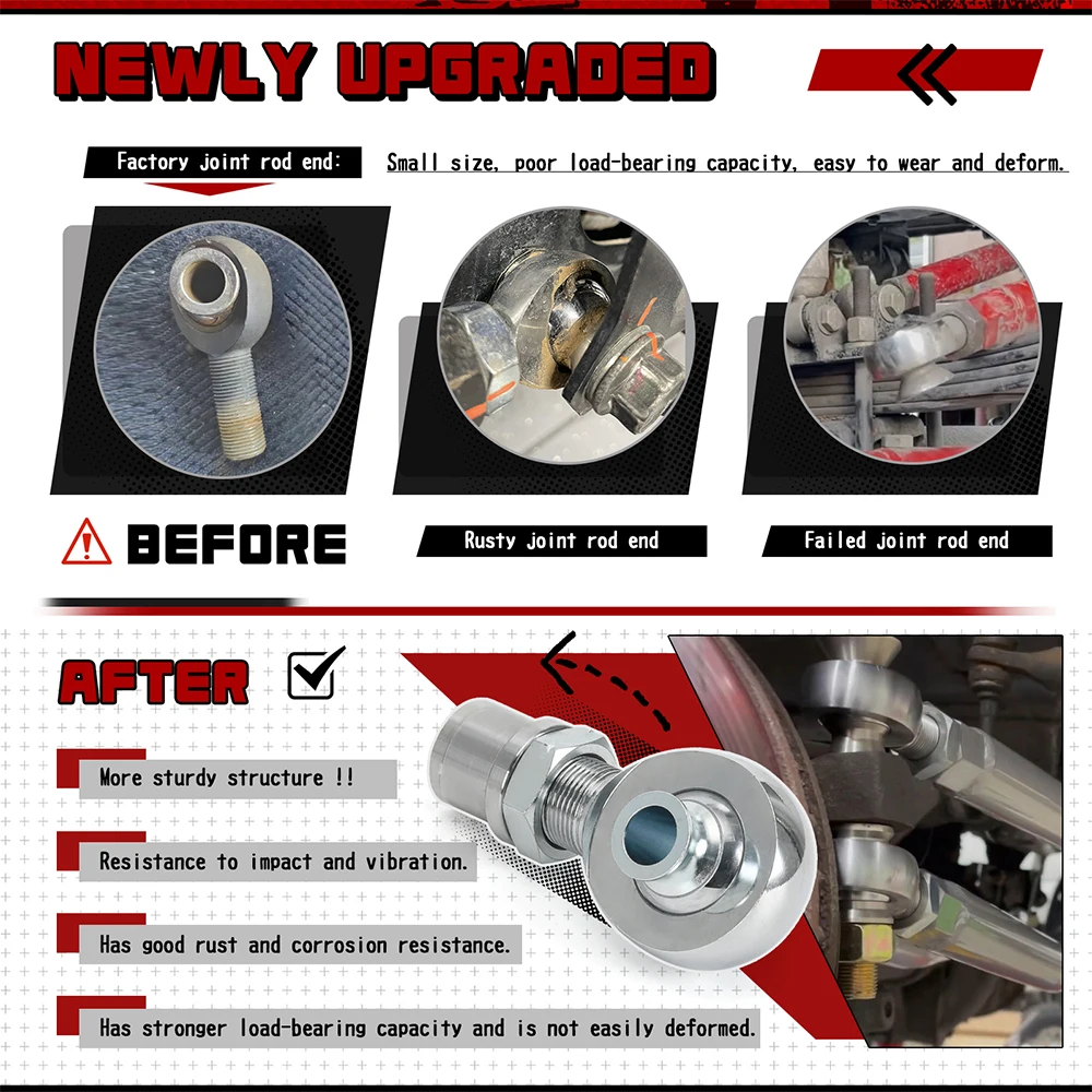 2 قطعة 1.25 ''هيم المشتركة قضيب نهاية عدة اليد اليسرى واليمنى الموضوع 1 1/4'' المفاصل المعالجة الحرارية كرومولي مع محول أنبوب دائري #4
