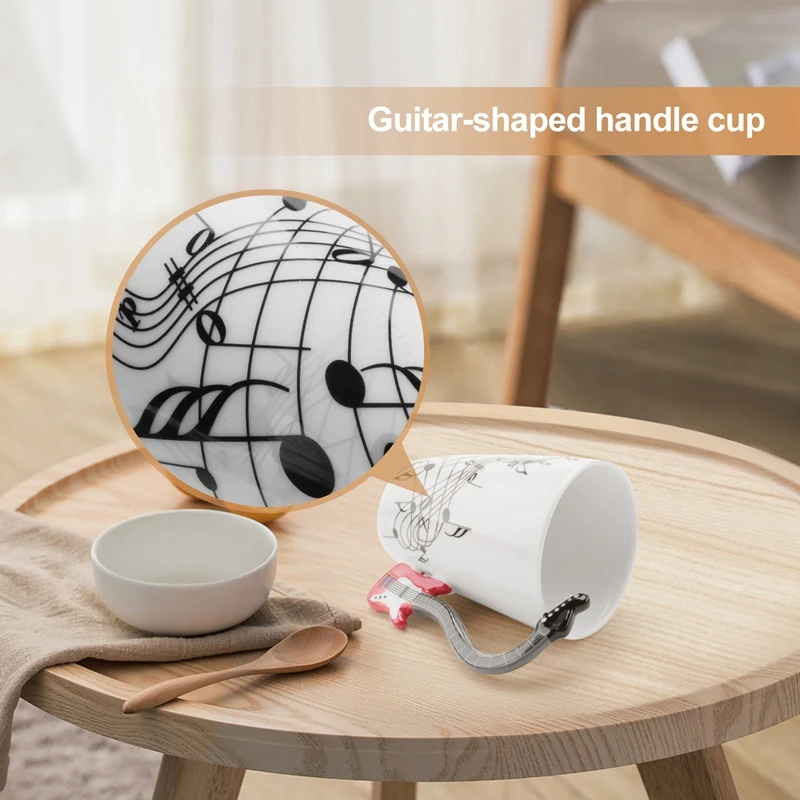 Music Style Guitar Ceramic Mug Coffee Tea Milk Stave Cups With Handle Coffee Mug Novelty Gifts Red Guitar Black Free-ABFB