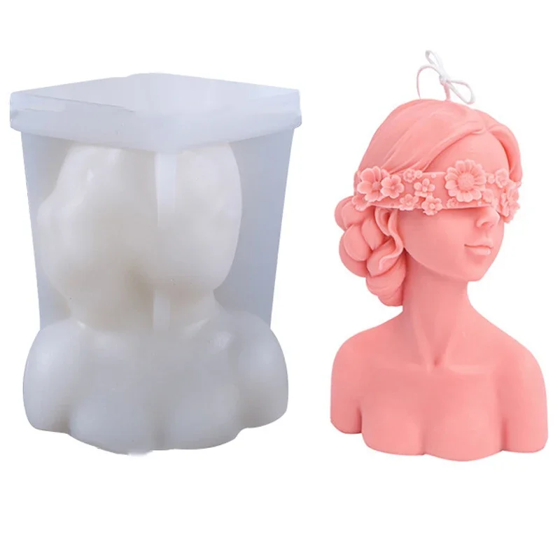 New Closed-Eye Girl Aromatherapy Candle Mould Blindfolded Debate Beauty Plaster Resin Mold Silicone Mold Candle Making Molds