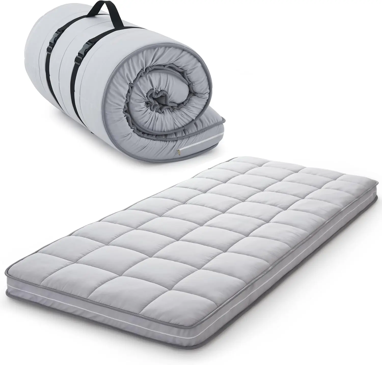4 Inch Cot Mattress Topper, Narrow Twin Gel Memory Foam, Machine Washable Cover, Portable Folding Sleep Pad (75x30")