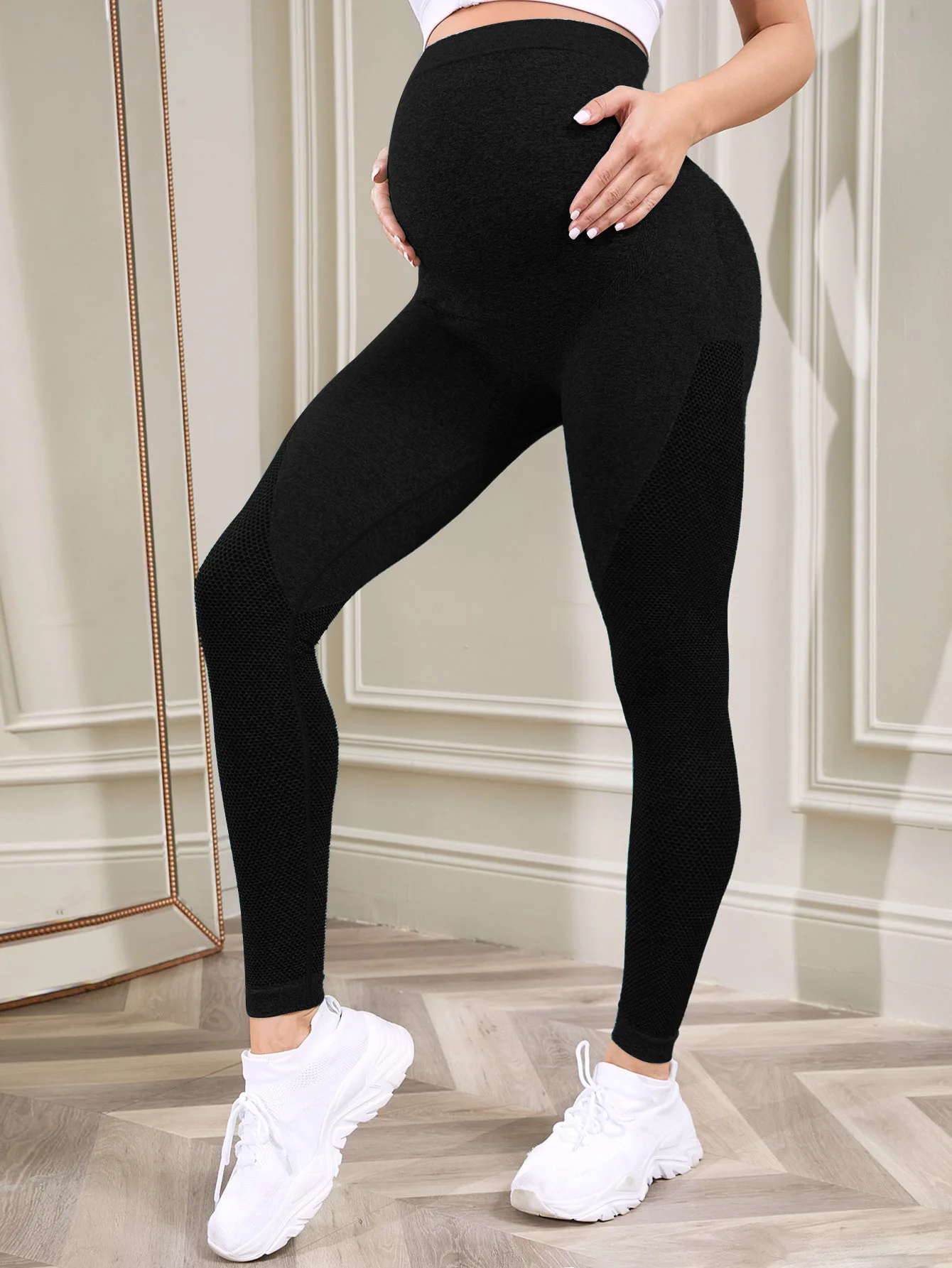 Leggings de maternidad para mujer sobre el vientre, ropa deportiva para embarazo, pantalones de yoga para entrenamiento