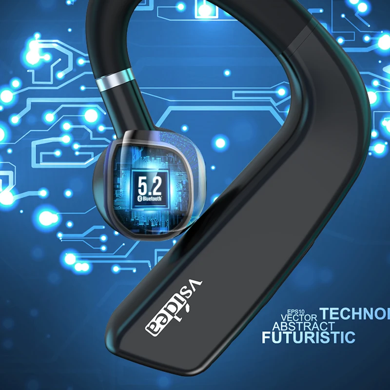 Sem fio Binaural Stereo Business Headset, condução óssea não está no ouvido Driving Earphones, bateria grande Touch Buttons