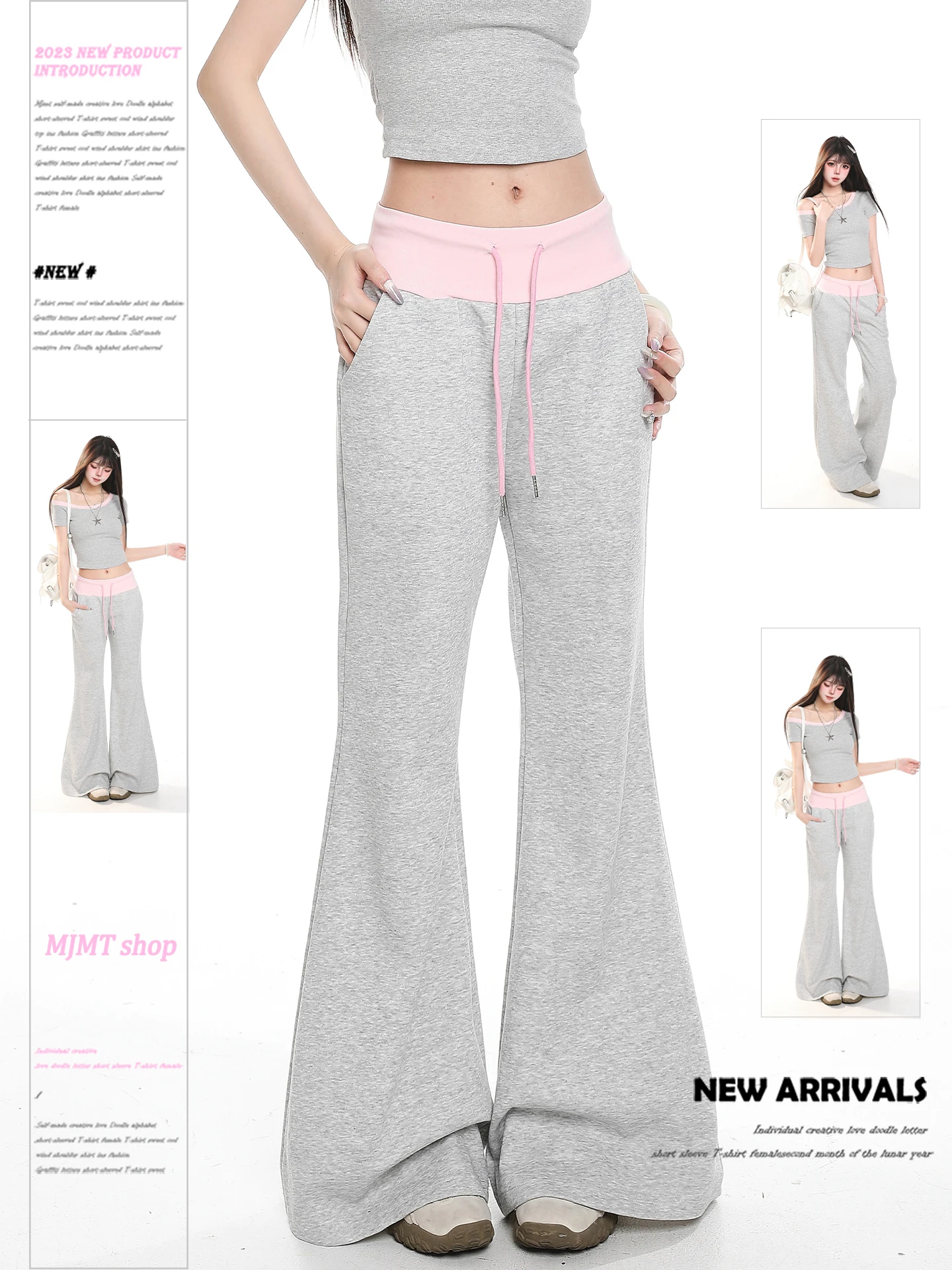 

Американские ретро-брюки с цветными блоками и расклешенным низом, женские, весна-лето, спортивный стиль, свободные, стройнящие, струящиеся, повседневные, в пол