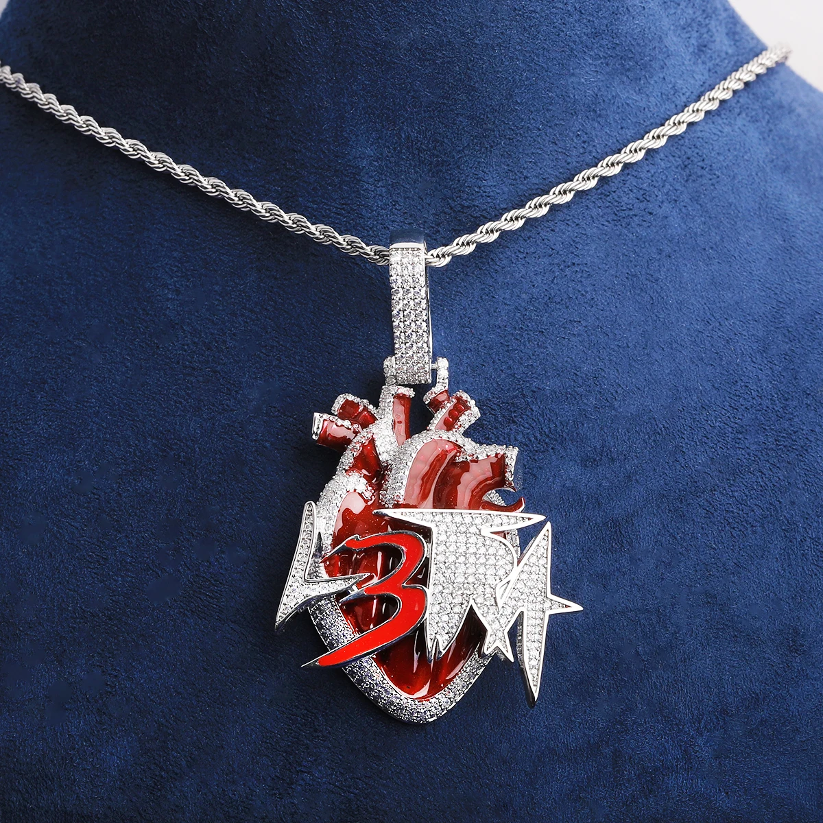 Bubble Letter Iced Out Colgante L3tra Grande Oro Blanco Necklace Pendant for Men 5A Cubic Zirconia Gold Plated Hip Hop Jewelry