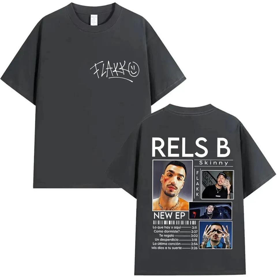 Summer Rapper RELS B Flakk Tour Cotton T-shirt 2026 Men's Women's Streetwear Retro Oversized T-shirt Y2k Style Round Neck Shirt