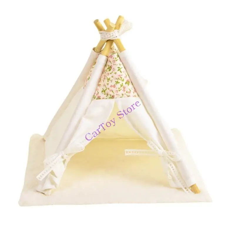 

Миниатюрная палатка для кемпинга с сельским цветочным узором 1/12, украшение сцены кукольного дома