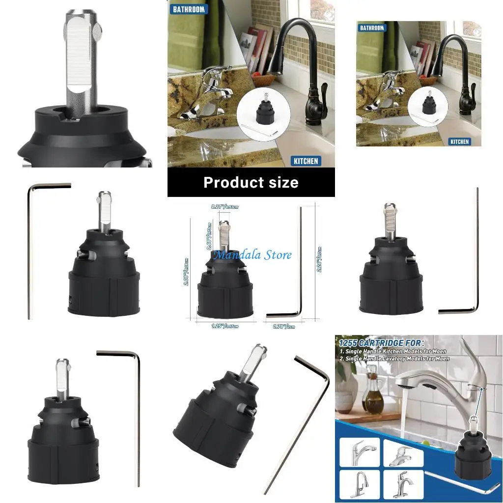 

U2JC Ceramic Disc Valves Cartridge 1255 Replacement Steel with Smooth Operation For Single Handle Faucet Leak Repair