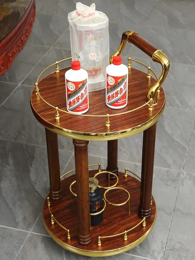 

Mobile wine cart 4S shop trolley upscale commercial hotel restaurant three-story round food delivery cart pastry cart