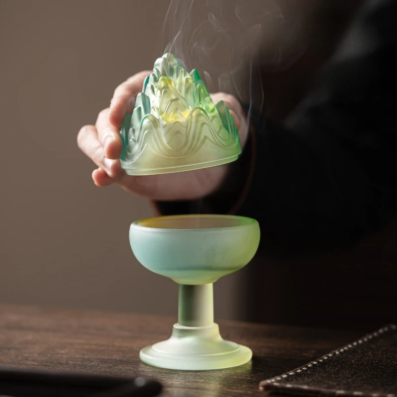 

Oriental Style Colored Glaze Incense Burner Fake Stones Home Decoration Crafts Aromatherapy Diffuse Air Freshener Room Ornaments