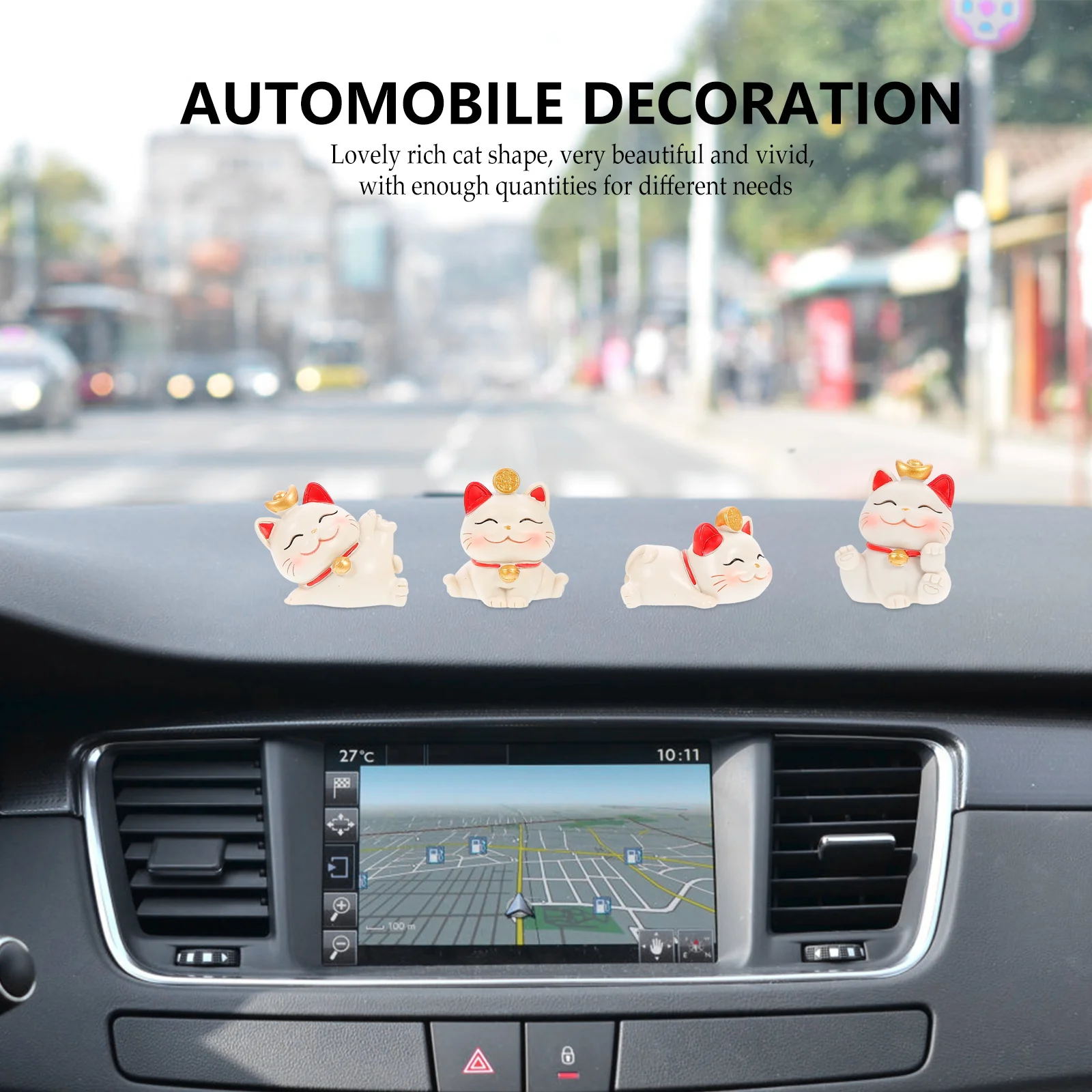 

4Pcs Wealth Cat Decor Exquisite Appearance Good Texture Multi Use Desktop Car Cake Hotel Restaurant Shop Decor