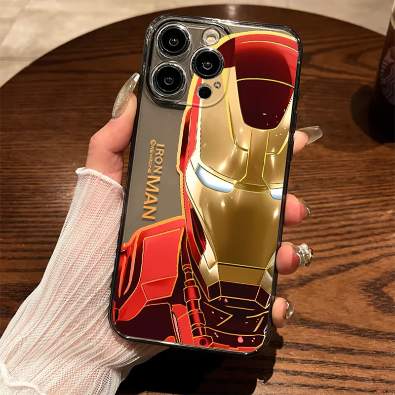 Marvel Hero Iron Man Phone Case For iPhone 16 15 14 13 12 11 Pro Max XR XS X 7 8 Plus Y2K Soft Funda Transparent Luxury Cover