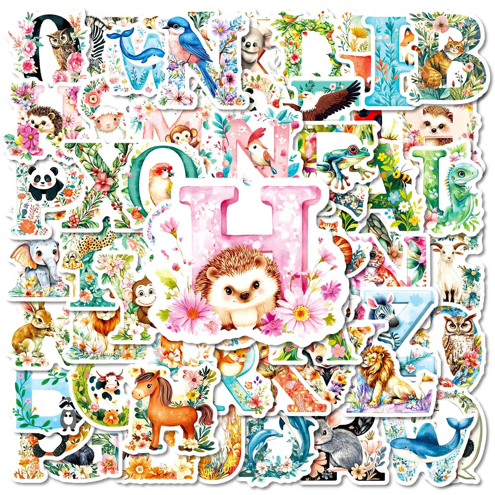 

10/56PCS Cute English Letter Animal Pattern Stickers DIY Notebook Motorcycle Laptop Waterproof Sticker Kids Rewards Gifts Toy