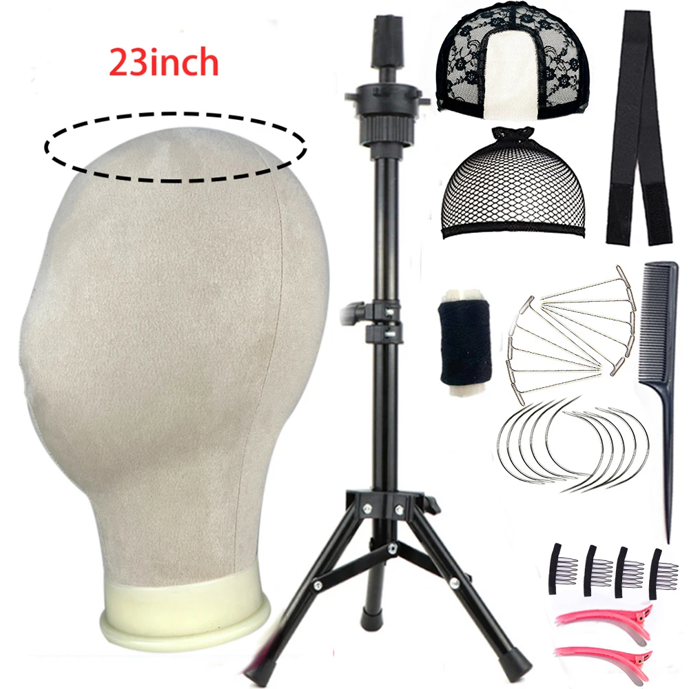 New Mannequin Head Wig Stand Canvas Block Head With Adjustable Mannequin Head Tripod For Wigs Making Display Wth Wig Caps T Pins