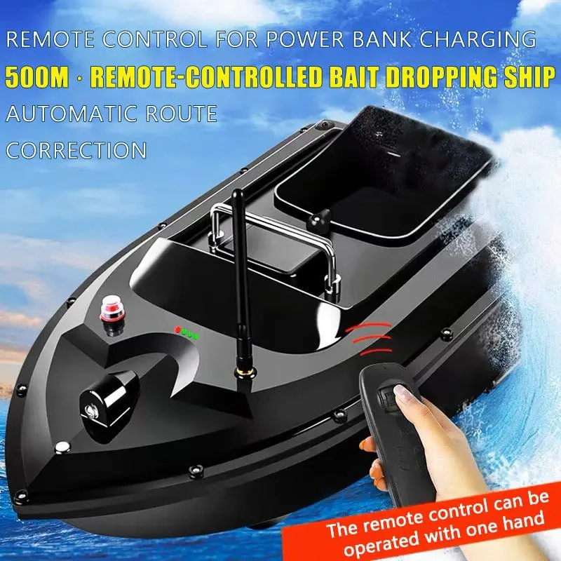 RC Automatic Fishing Bait Boat Bait Thrower alimentazione nave e gancio 3KG caricamento 2 cabine Cruise 500m telecomando, GPS opzionale