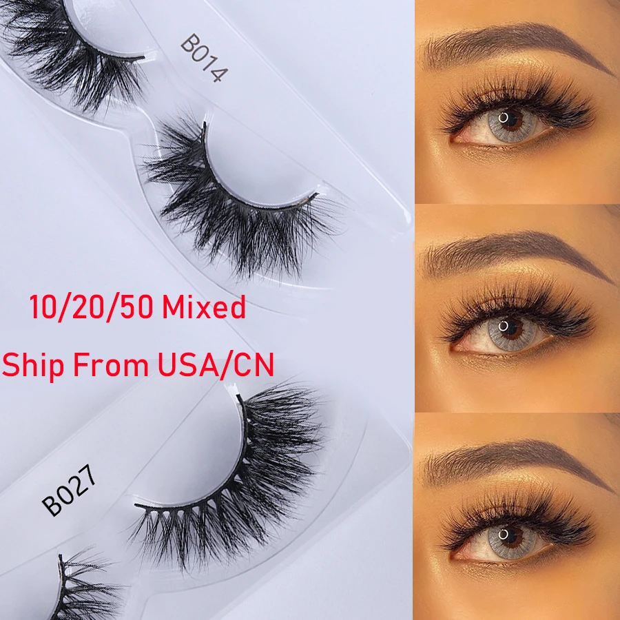 10/20/50 Pairs Makeup 3D Mink Eyelashes Fluffy Soft Wispy Lashes Natural Cross Eyelash Extension Reusable Mink False Lashes