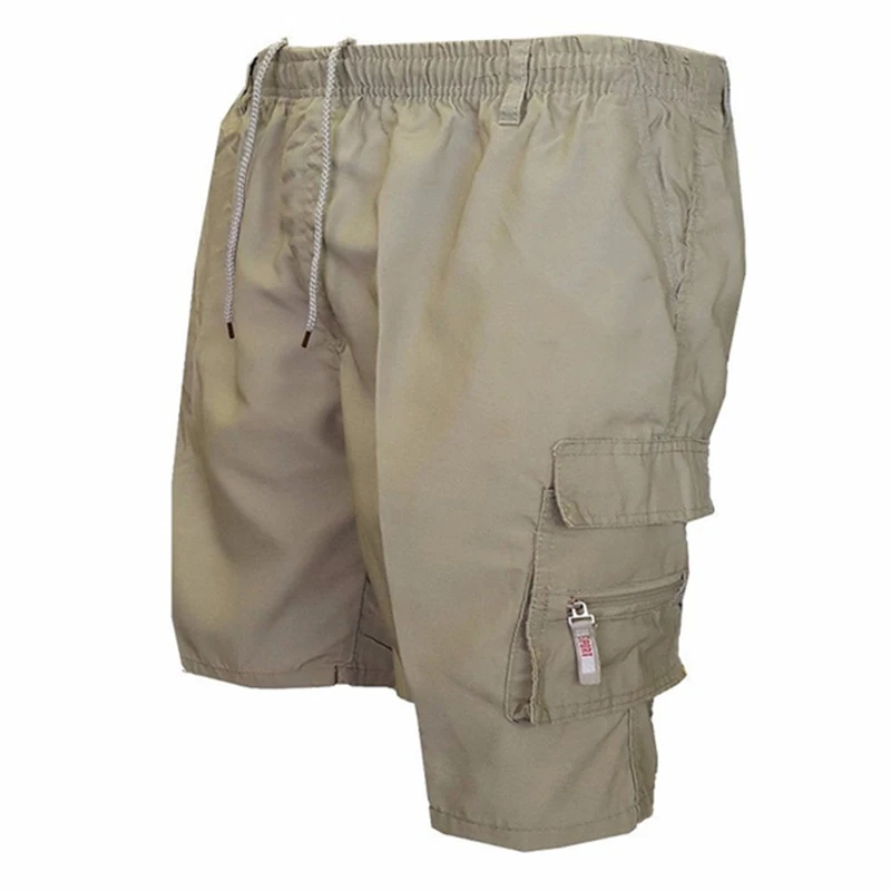 Pantalones cortos de verano para hombre, peto con patrón de camuflaje, Color sólido, bolsillos con cordones, ropa de verano