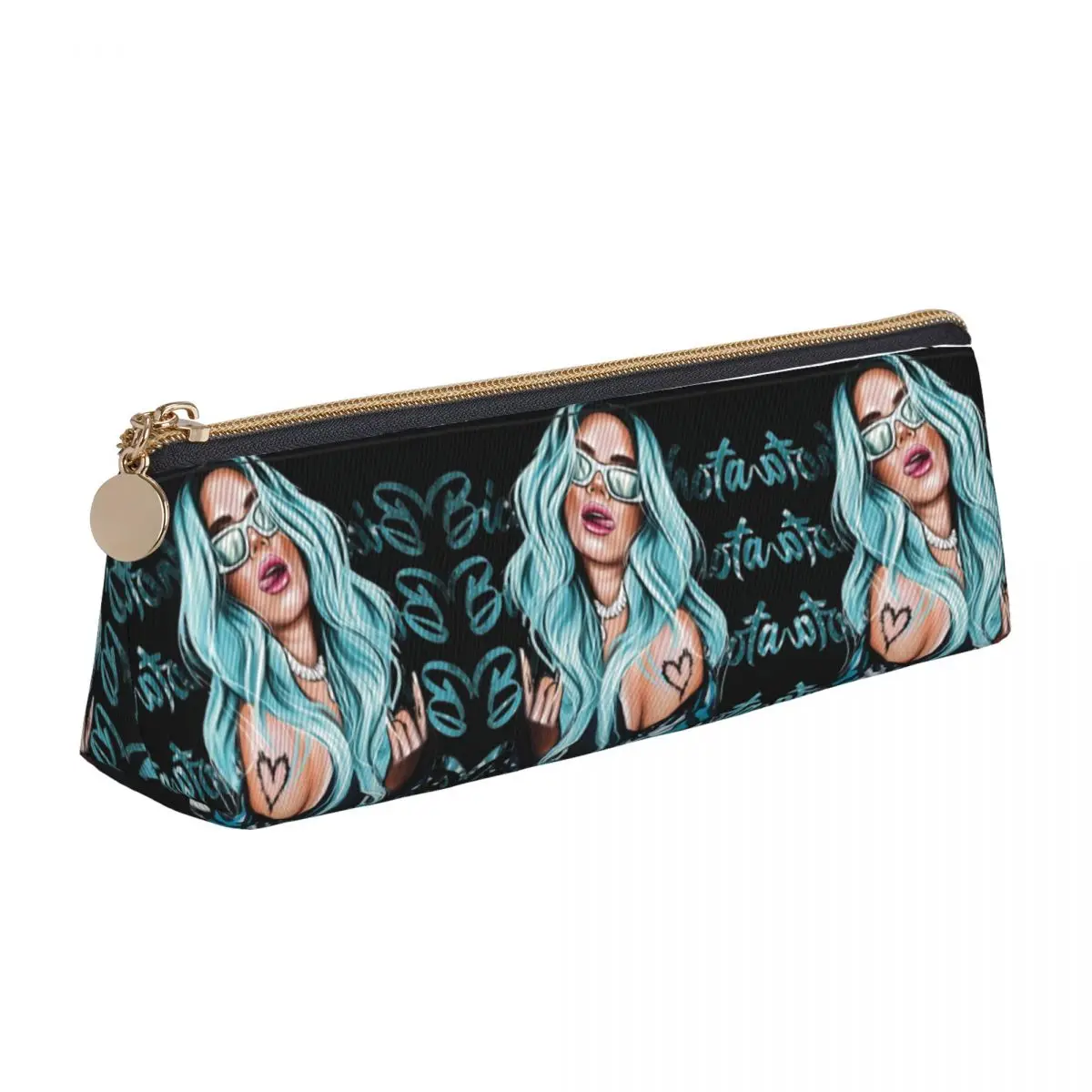 Lovely Pencil Case Karol G With Blue Hair Pencil Box Pop 3D School Pencil Cases Boy Girl Zipper Pattern School Stationery