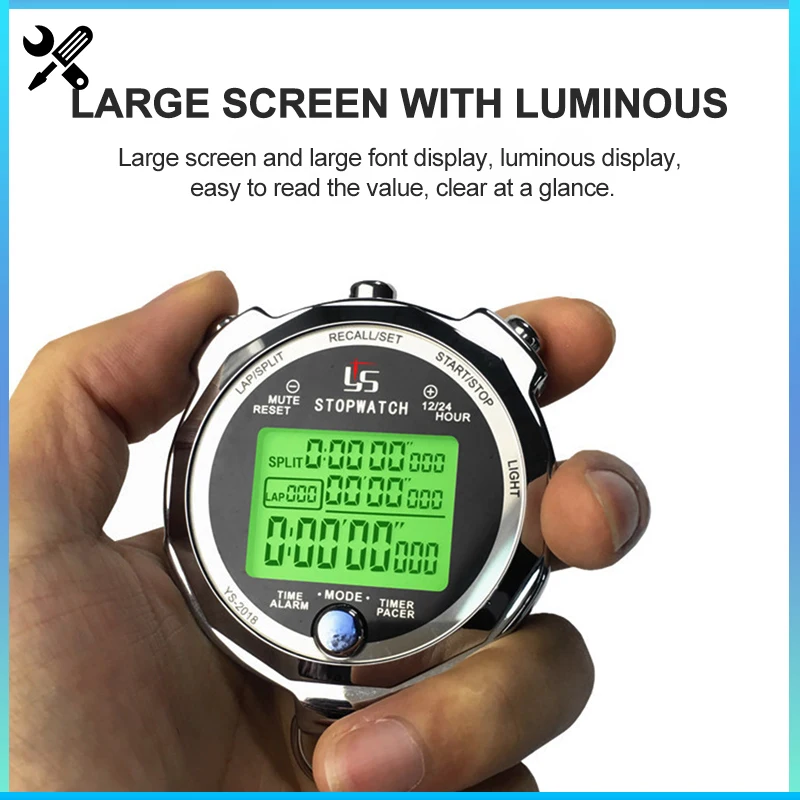 Professional Digital Stopwatch 0.001s Precision Luminous Countdown Timer 100/200 Channels Memory Referee Training Running Timer