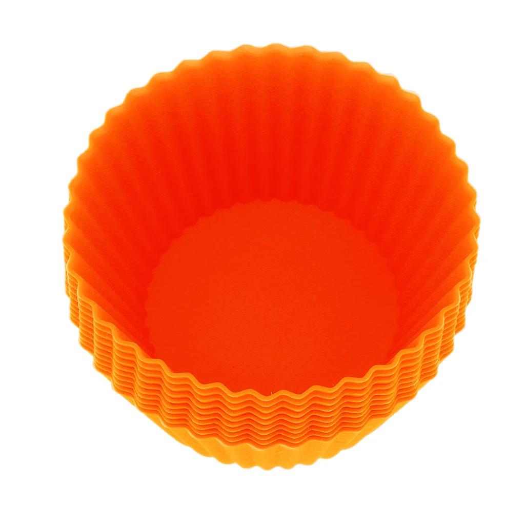 10Pcs Silicone Muffin Cup Mold Baking Cake Mould Round Shape Easy to Wash