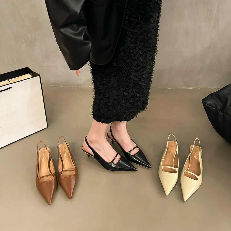 Bailamos Brand New Women Sandals Fashion Pointed Toe Shallow Ladies Elegant Slingback Shoes Shallow Dress Pumps Shoes Mujer