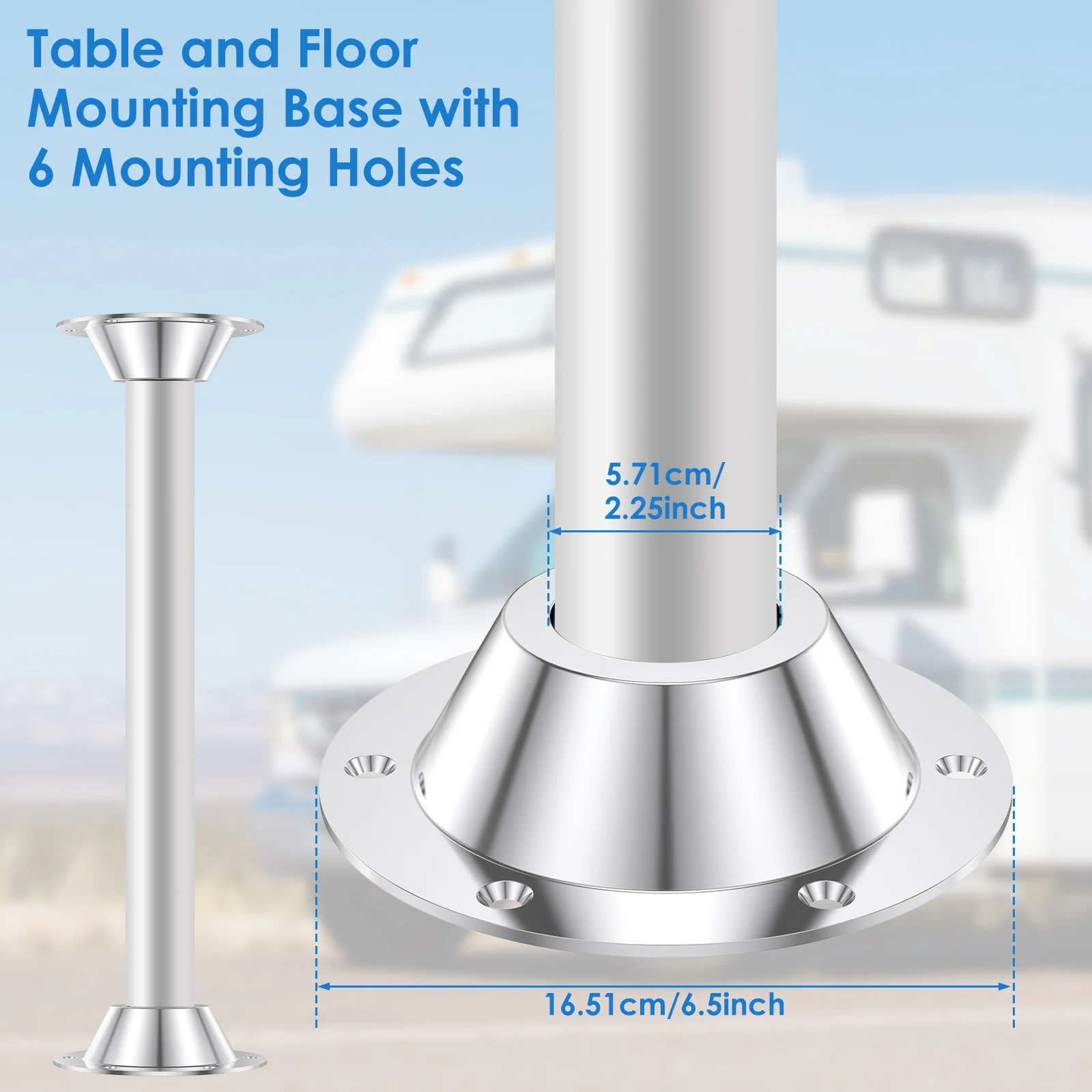 Base de mesa para RV, Base de pata de mesa, montaje empotrado de aleación de aluminio, soporte de montaje de pata de caravana Stowable para mesa estándar RV, 2 uds.