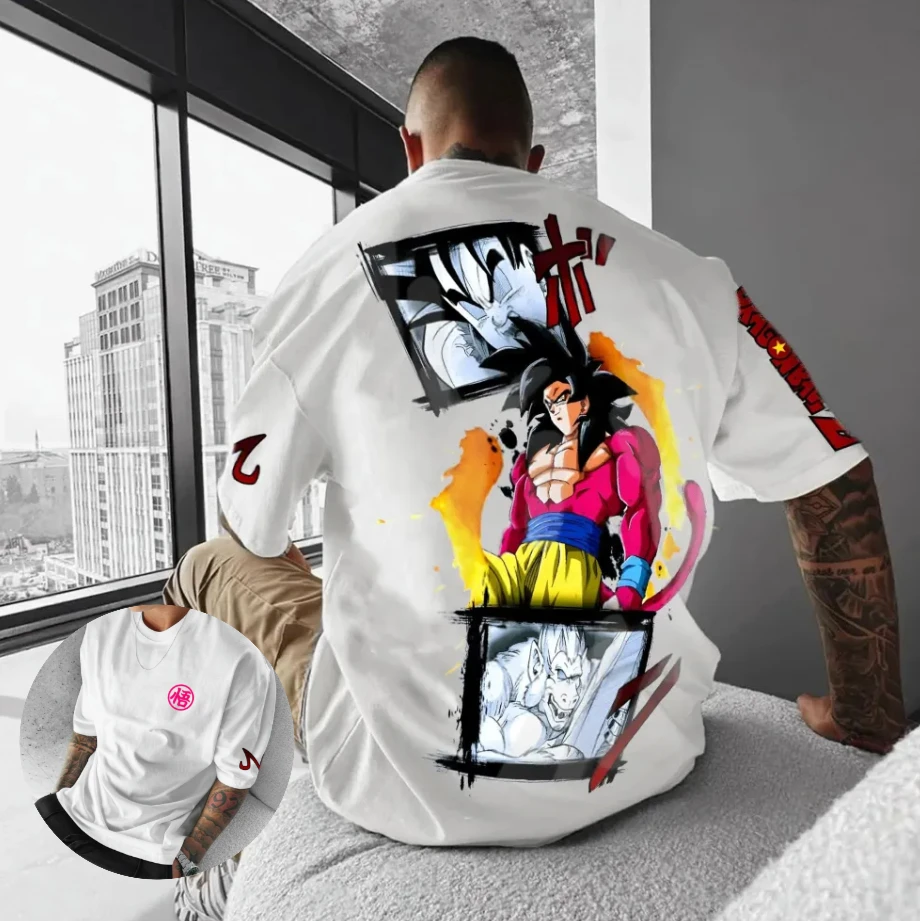 

2025 Dragon Ball Son Goku Harajuku Мужская летняя футболка Аниме Негабаритная винтажная уличная женская повседневная свободная футболка с коротким рукавом унисекс