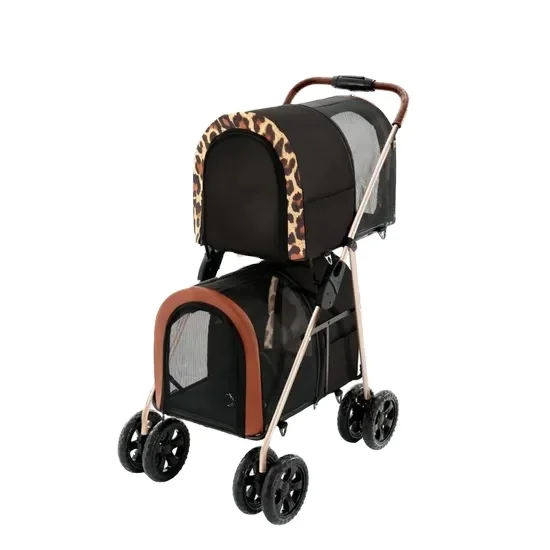 

Hot Sale Customizable Colorful Foldable Pet Stroller Twin Double Layer with Trolley Separable Carrier