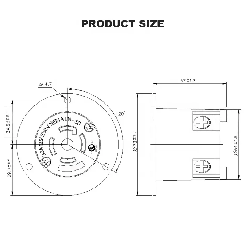 CE Listed NEMA L15-20R 20A 250V Grounding Flanged Outlet Socket American Receptacle