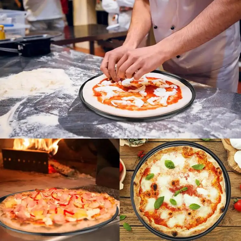 Taca do pizzy do piekarnika Okrągły blacha do pieczenia Taca do pizzy 4-częściowa patelnia do pizzy ze stali węglowej Perforowana patelnia do pizzy Nieprzywierająca forma do pieczenia pizzy