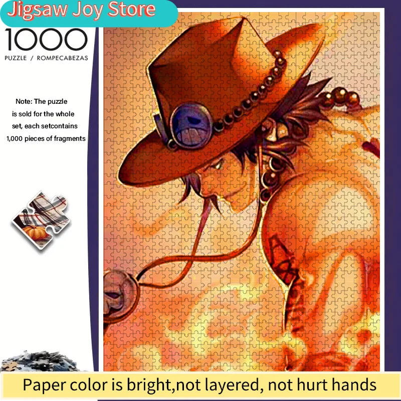 

A Large s Puzzle Featuring Ace from 1pc, Showcasing His Iconic Fire Fist in a Colorful Abstract Design. This Durable Plastic P