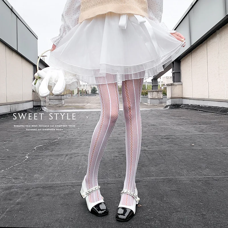 

Simplicity Cute Ballet Fishnet Girl Tights Solid Color Striped Style Legging Stocking Sock Summer Thin Elastic Hollow Pantyhose