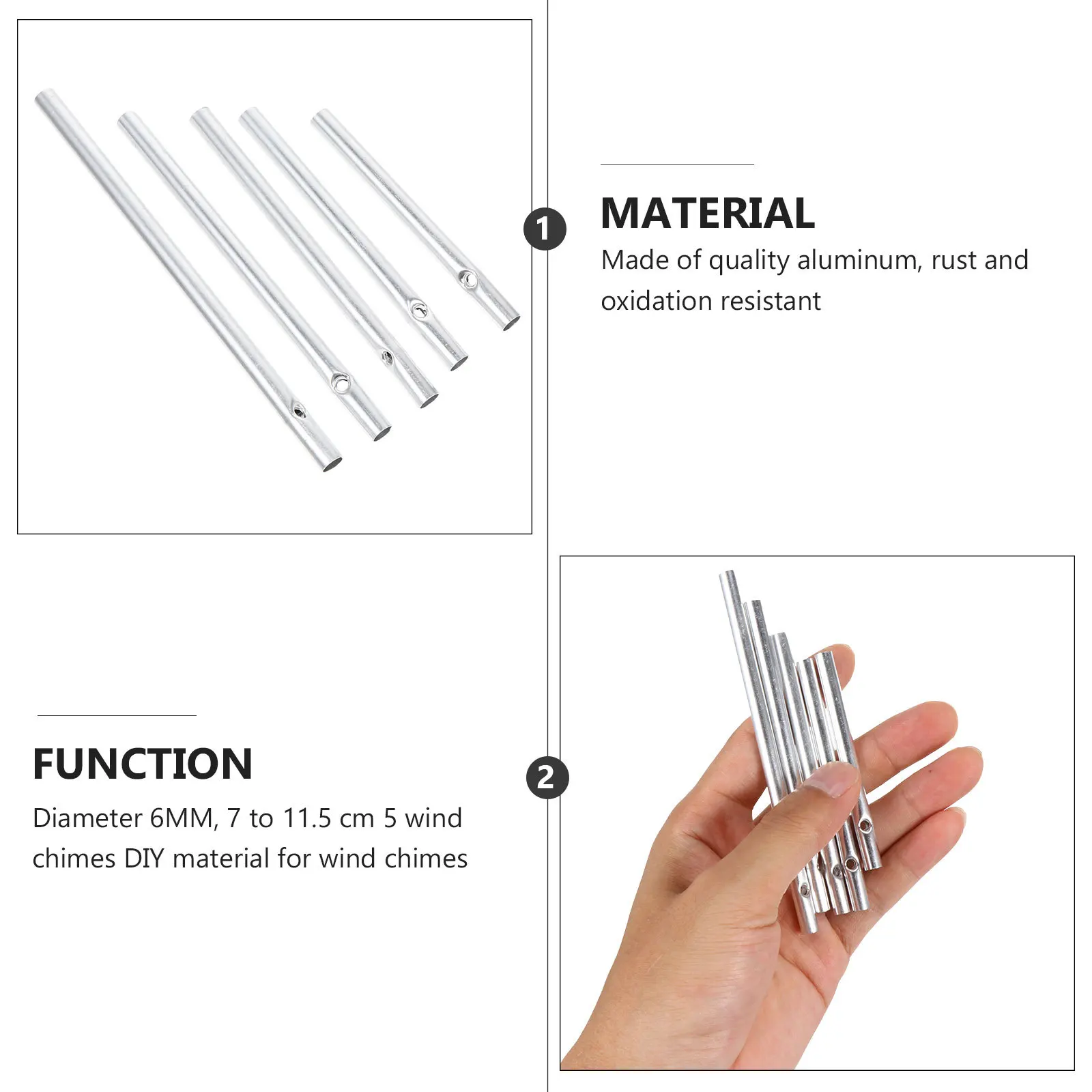 

25pcs Making Materials Aluminum Tubes 70-115Mm Pre-Drilled For Diy Decoration Wind Chime Tube Pipe Wind Chime Tube Pipe