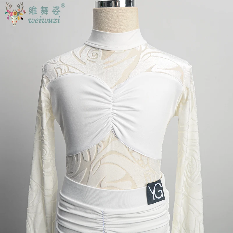 Latin Dance Dress Girls Cha Cha Rumba Tango Dance Costume Fringe Dress White Kids Latin Competition Dress Samba Practice Wear