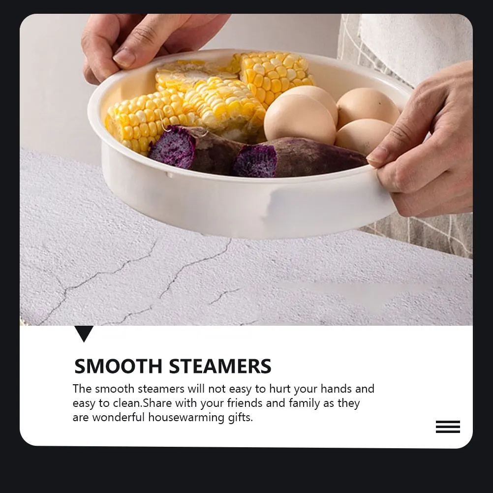 

2pcs Food Grade Steamer Baskets Kitchen Cooking Supplies Smooth Easy Clean Gifts Stable Display White Color