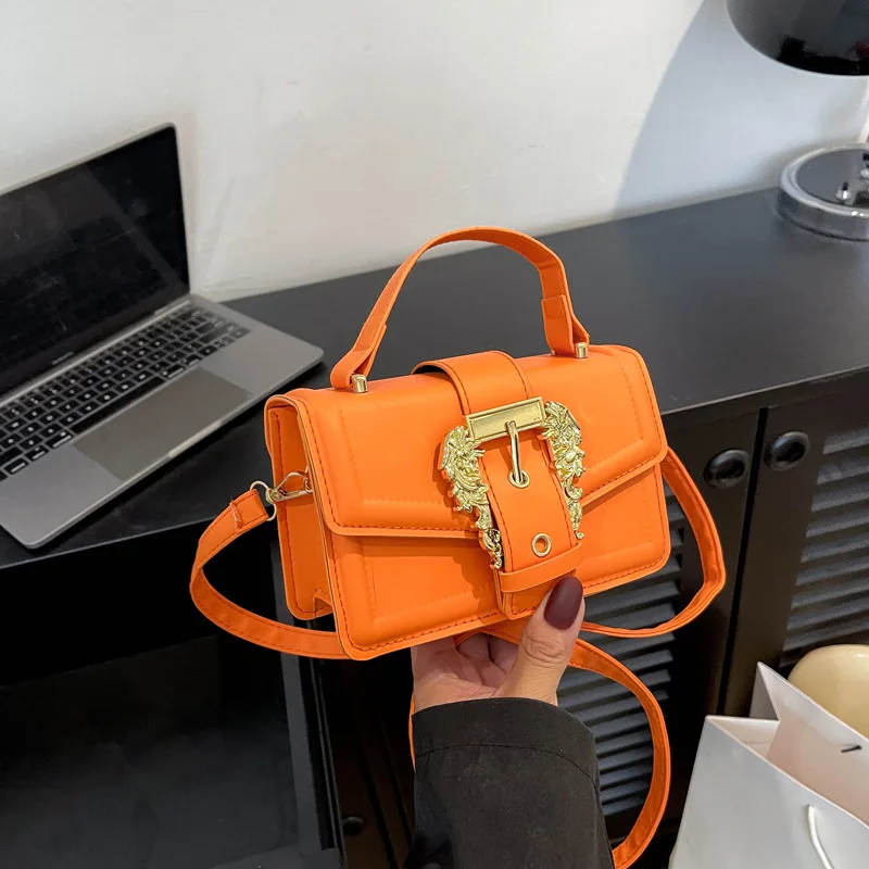 

Metallic Handle Vintage Box Bag 2025, Trendy Designer Crossbody Purse for Women, Small Structured Shoulder & Top Handle Bag