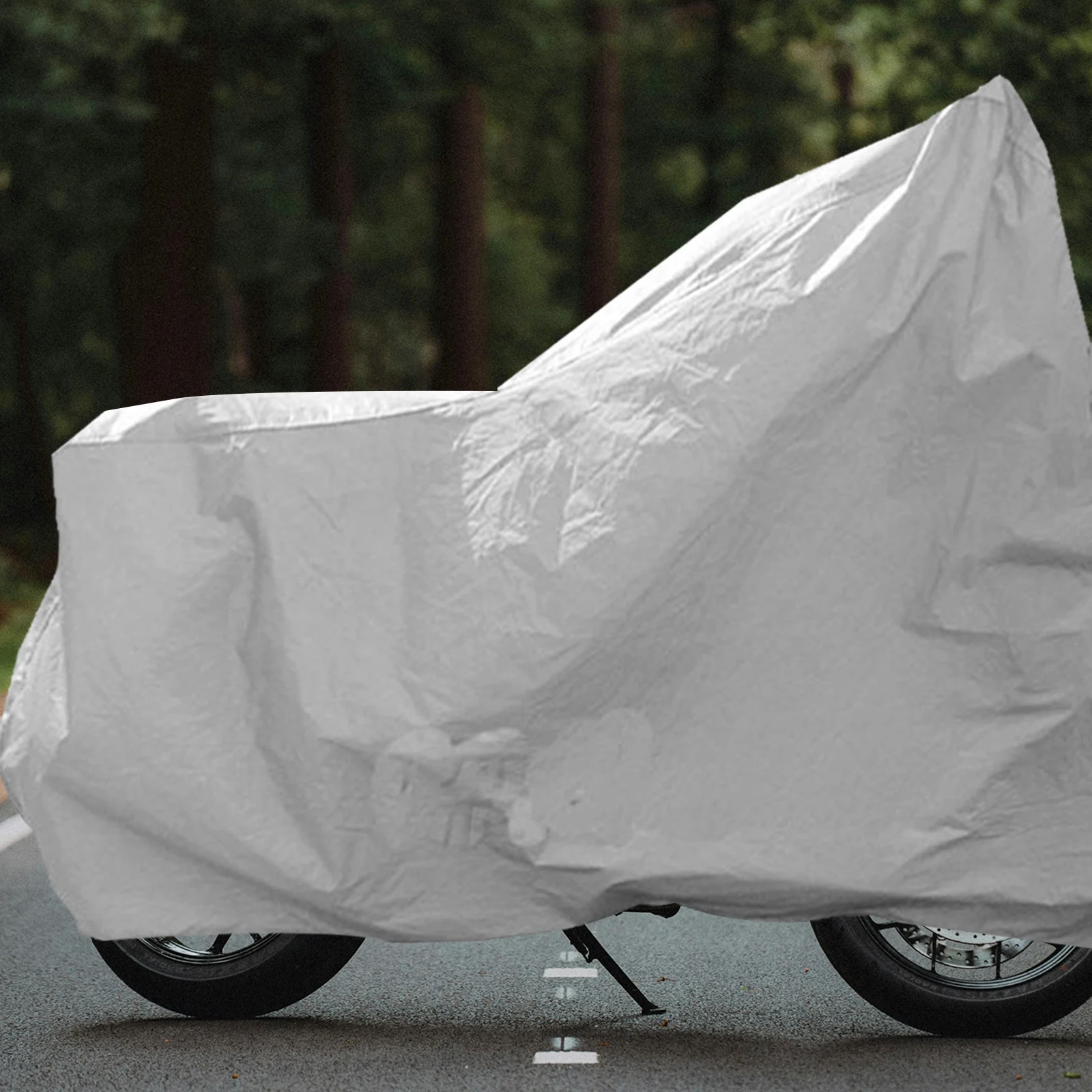 

PEVA Motorcycle Cover Silver XL Bike Protector for Scooter Electric Bike Rainproof Sunproof Snowproof Outdoor Covers