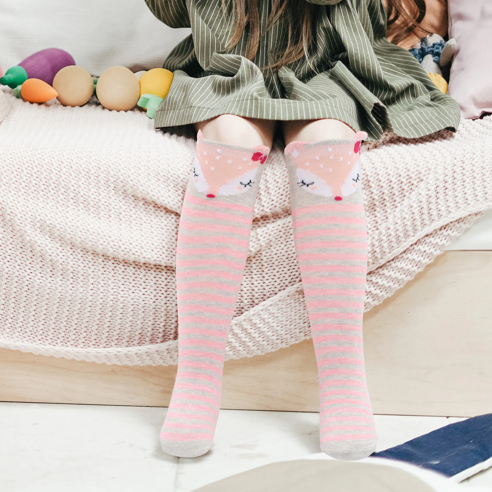 

1Pair Children Socks Stockings Animal Print Cotton Knee High Warm for All Seasons Photography Costume Birthday Wedding