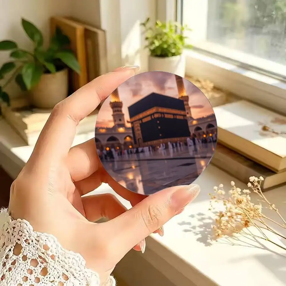 Moslem a-and k-kaaba 25 32 44 58 75mm Round Badges Brooches Lapel Pins Fashion Accessory Holiday Present Gift