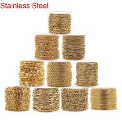 2Meter Edelstahl ketten Bulk Gold Farbe Kugel Perle kubanische Glieder ketten viel für Halskette Armband liefert DIY Schmuck herstellung