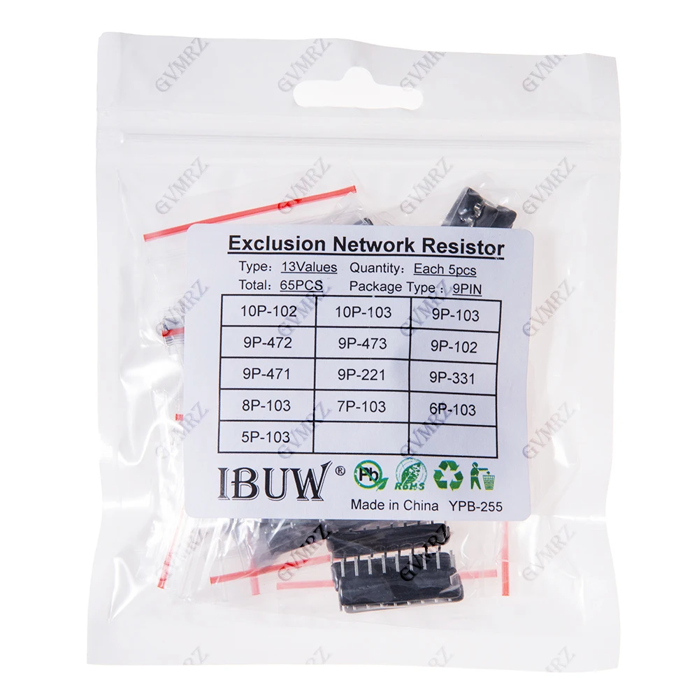 65pcs=13value*5pcs 9A471 7A103 5A103 Resistor Network Array kit Assortment set 9A221 9A331 6A103 8A103 10A103 9A103 9A102 9A472