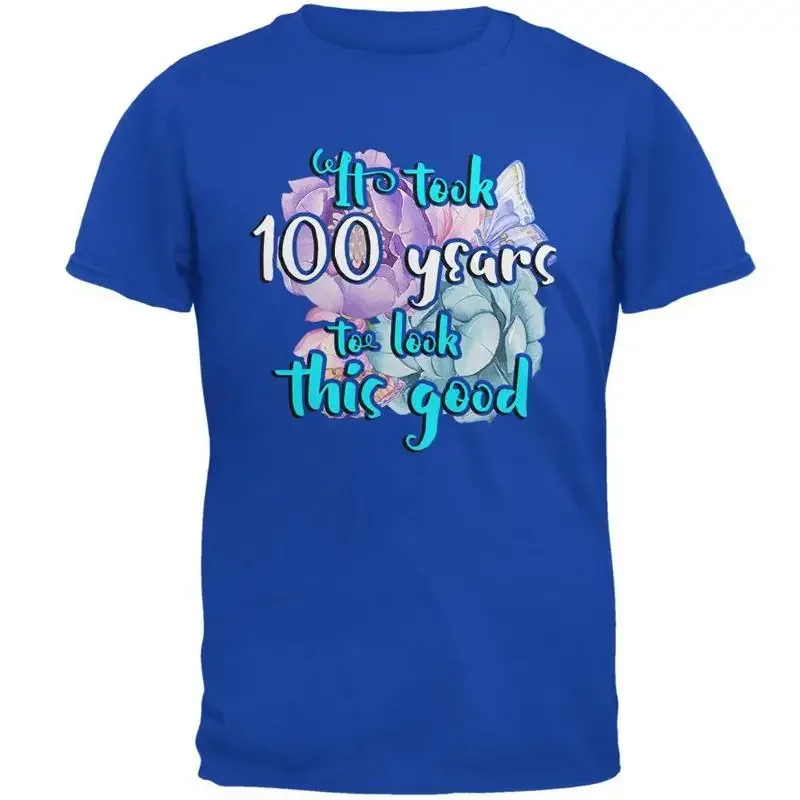 Milestone Birthday 100 Years To Look This Good Flowers Mens Soft T Shirt