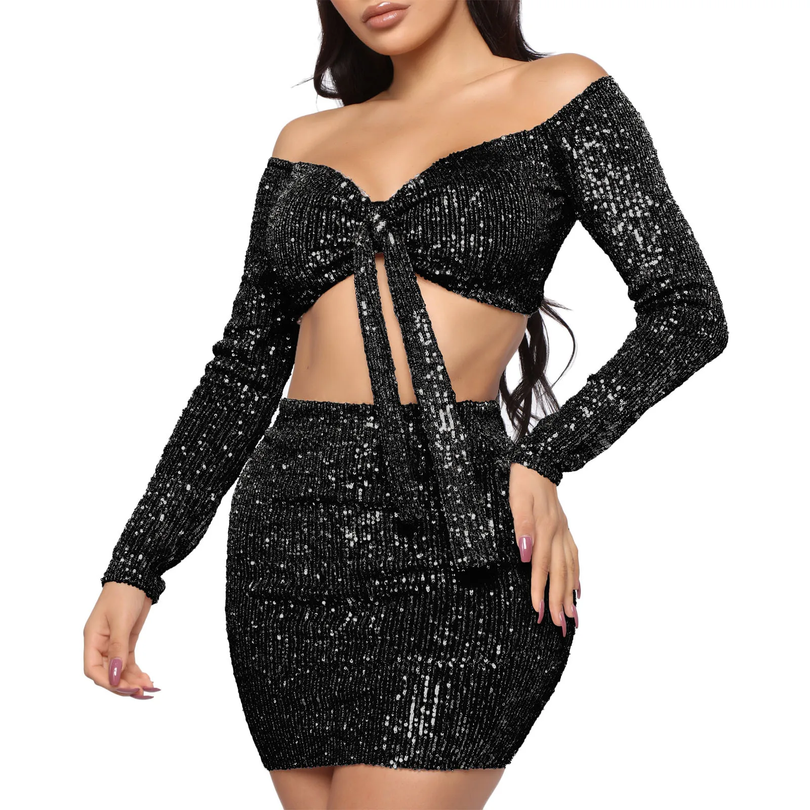 2024 Summer New Women's Beaded Dress Set Women Y2k Gothic Clothes Long Fashion Evening Party Dance Dress Latin Dancewear