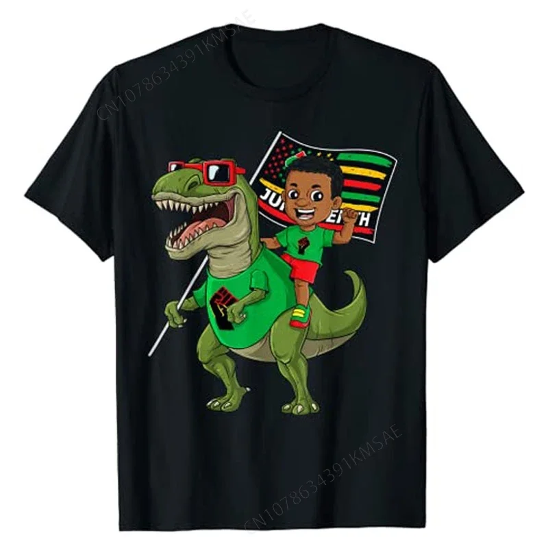 Забавная детская футболка june14black King Riding T Rex Dino с изображением флага для мальчиков, милая графическая футболка 19-го июня, блузки с коротким рукавом для подарка сыновикам