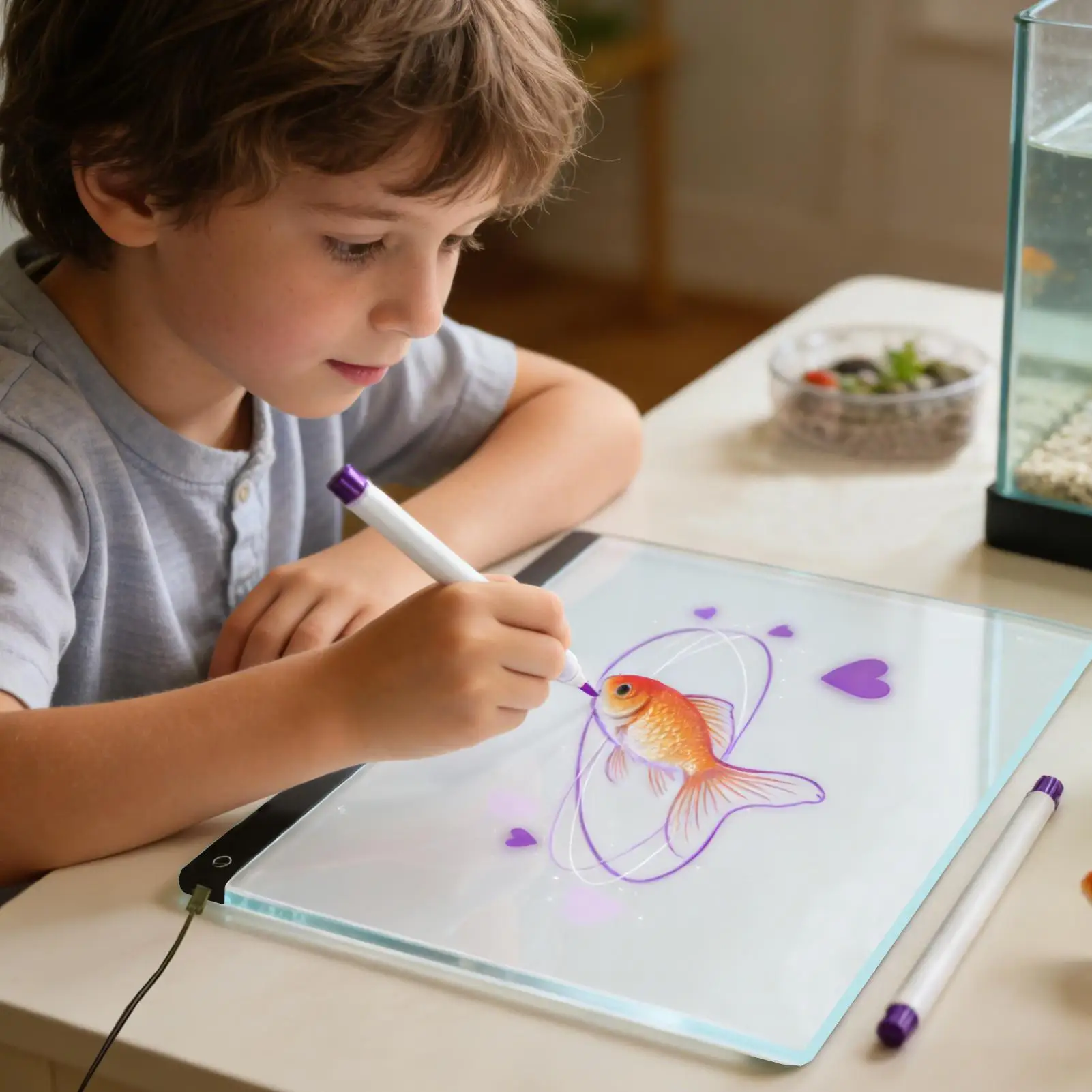 Placa de desenho iluminada para crianças, brilho ajustável, caneta de 12 cores, tablet colorido, placa de mensagem led para crianças, meninos, meninas, escola