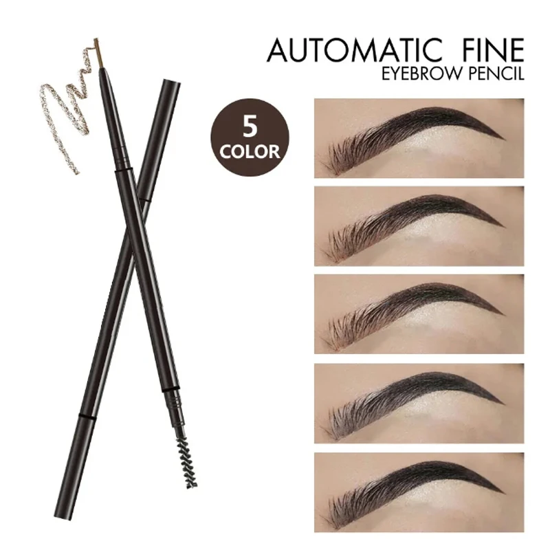 Teayason Double Ended Super Slim Eyebrow Pencil Eye brow Brush Waterproof Long Lasting Black Brown Eyebrow Tatoo Pen Cosmetics