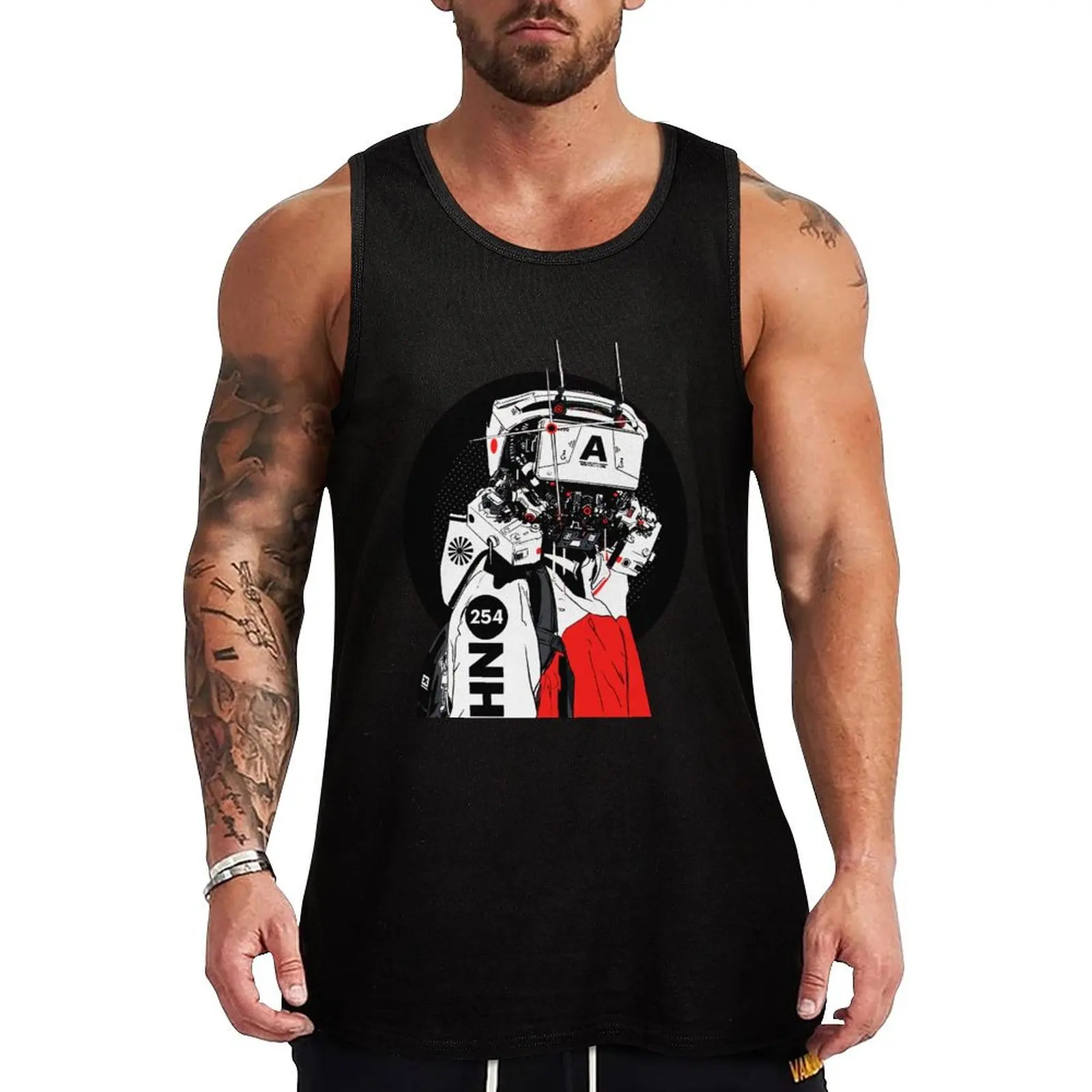 Cyberpunk Mecha Cyborg Vaporwave Modern Urban Style Tank Top Industrial Work Tank Top Durable Sleeveless Top